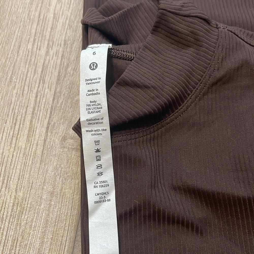 Lululemon All Aligned Ribbed Short-Sleeve Dress Espresso Sz 6 - Picture 9 of 9